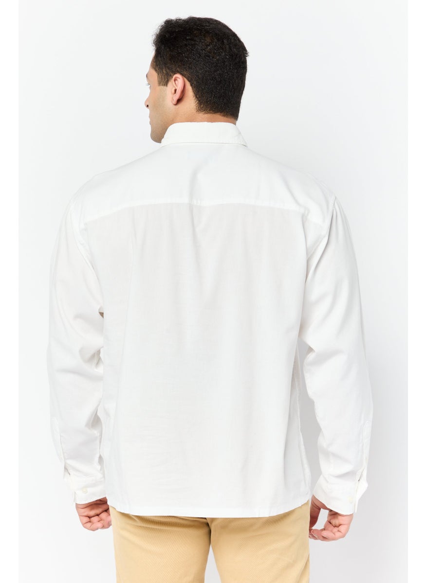 Jack Jones Men Regular Fit Solid Long Sleeve Casual Shirt, White  - Image 3