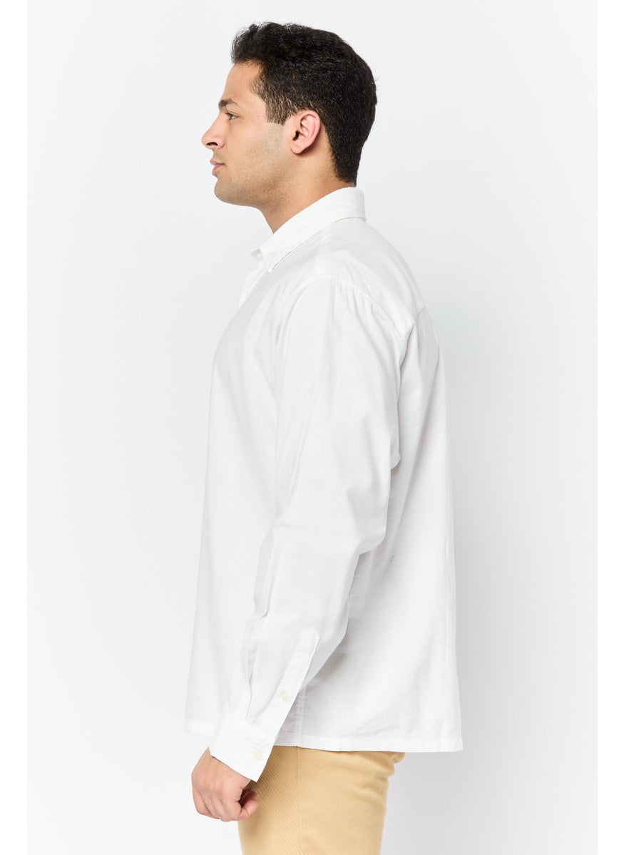 Jack Jones Men Regular Fit Solid Long Sleeve Casual Shirt, White  - Image 4
