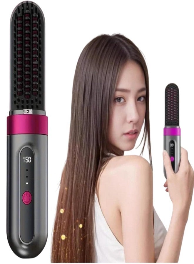 LUFJIKA Cordless Hair Straightener Brush - Straightening Machine Hair Styling Tools & comb straightener for women | Brush Straightener & Pressing Machine Hair for hair straightner (standerd) (Black)
