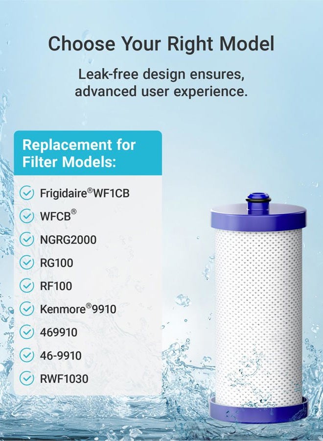 AquaCrest فلتر مياه الثلاجة WF1CB، متوافق مع Frigidaire PureSource WFCB، RG100، NGRG2000، WF284، Kenmore 9910، 469906، 469910 (عبوة من 3)  - Image 2