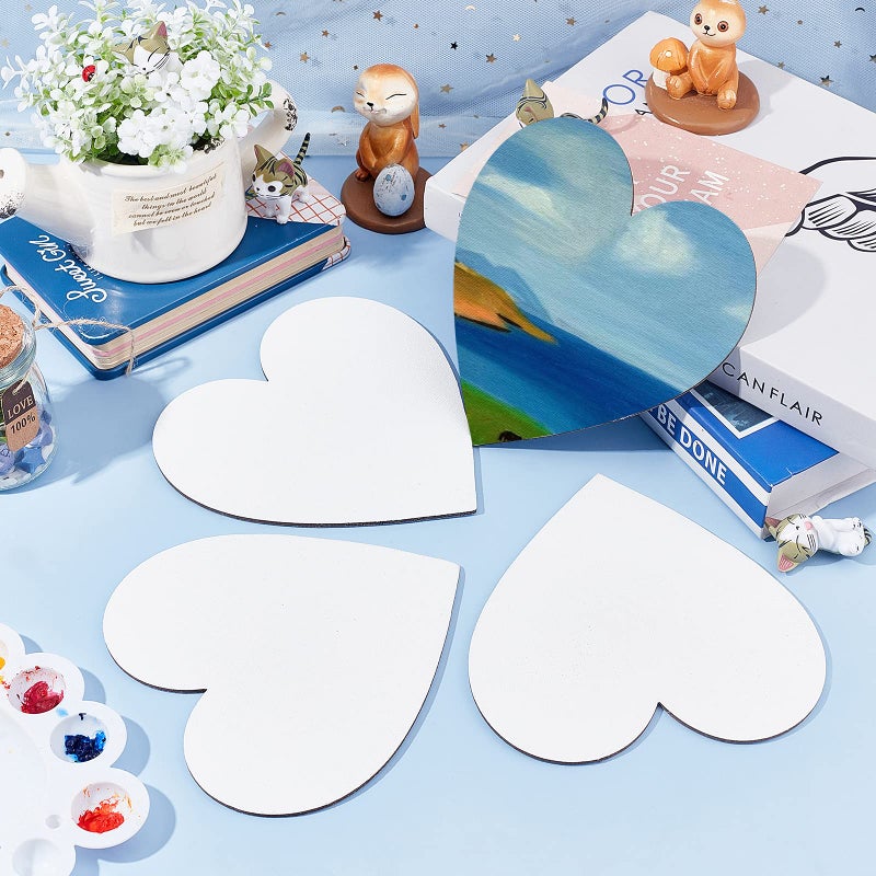 NBEADS 12 Pcs Heart Painting Canvas Panels, 5.9inch Blank Canvas Drawing Boards for Oil & Acrylic Painting Students Artist Hobby Painters and Beginners, 15x15cm - Image 4