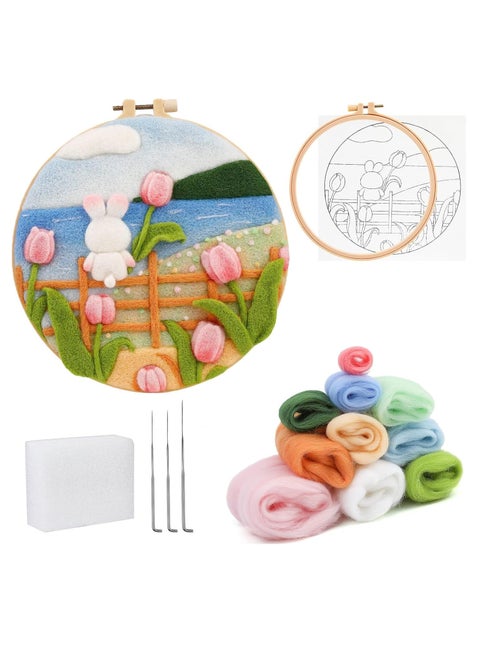 Beginner-Friendly Needle Felting Kit - Create Stunning Tulip Home Decor with Wool, Needles, Frame & Easy DIY Guide!
