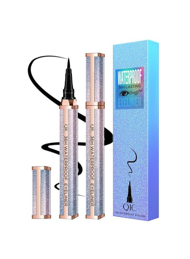 Easilydays Black Liquid Eyeliner Pencil 36H Waterproof Smudgeproof Sweat Proof Liquid Eyeliner Precision Felt Tip Applicator Longwearing & Ultrapigmented Liquid Eye Liner Makeup(02 Glactic Blue) - Image 1