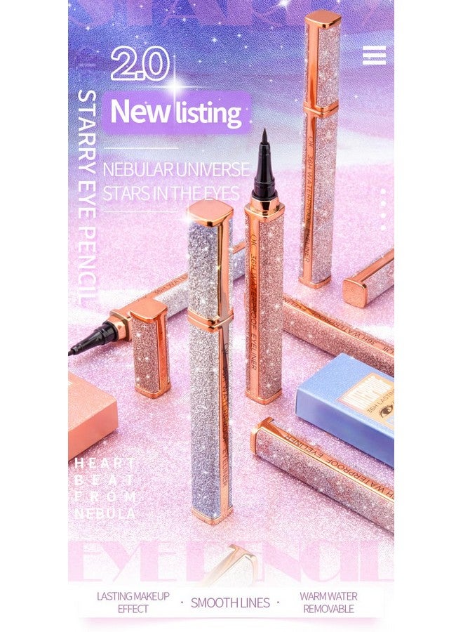 Easilydays Black Liquid Eyeliner Pencil 36H Waterproof Smudgeproof Sweat Proof Liquid Eyeliner Precision Felt Tip Applicator Longwearing & Ultrapigmented Liquid Eye Liner Makeup(02 Glactic Blue) - Image 2