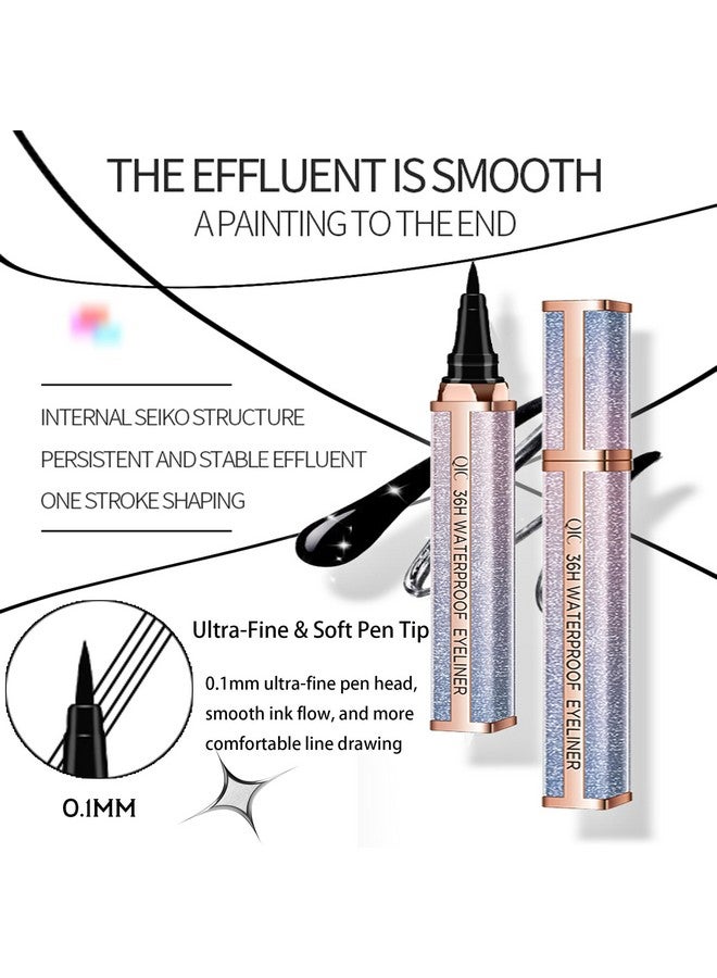 Easilydays Black Liquid Eyeliner Pencil 36H Waterproof Smudgeproof Sweat Proof Liquid Eyeliner Precision Felt Tip Applicator Longwearing & Ultrapigmented Liquid Eye Liner Makeup(02 Glactic Blue) - Image 5