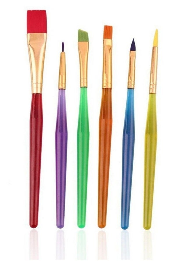 KABEER ART Set of 6 Different Sizes Synthetic Flat Paint Brush for Nail Brush Art, Artist Acrylic Painting(Synthetic Hair;Plastic) - Image 1