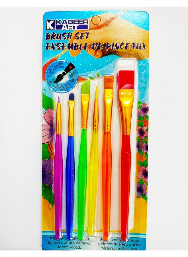 KABEER ART Set of 6 Different Sizes Synthetic Flat Paint Brush for Nail Brush Art, Artist Acrylic Painting(Synthetic Hair;Plastic) - Image 4