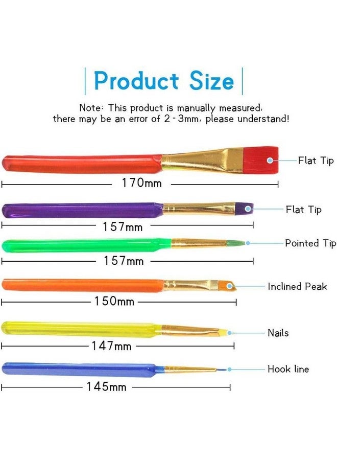 KABEER ART Set of 6 Different Sizes Synthetic Flat Paint Brush for Nail Brush Art, Artist Acrylic Painting(Synthetic Hair;Plastic) - Image 2
