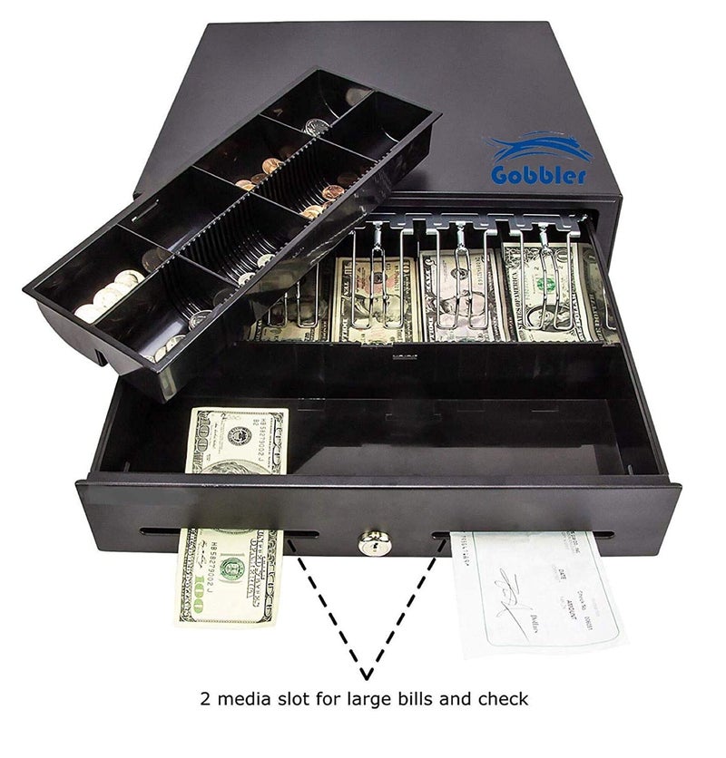 GOBBLER Electronic Metal Cash Drawer for POS with Coin Tray, 5 Bill / 8 Coin (Black) - Image 3