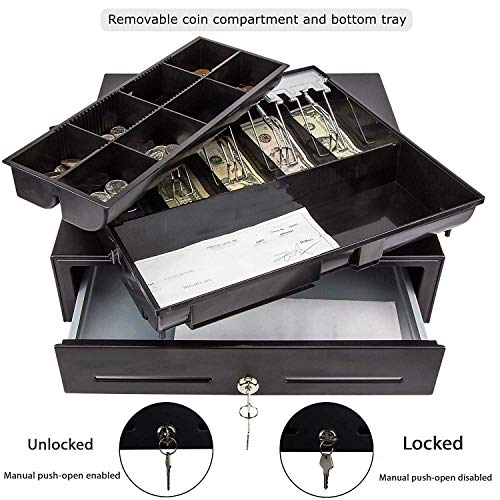 GOBBLER Electronic Metal Cash Drawer for POS with Coin Tray, 5 Bill / 8 Coin (Black) - Image 4