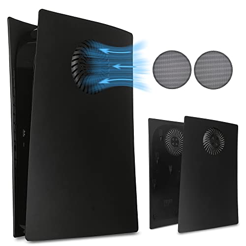 Dobewingdelou Faceplate for PS5 with Cooling Vents and Dust Filter DOBEWINGDELOU Face Plate Console Cover Replacement Side Plate Shell for PS5 Digital Edition Dustproof Accessories ABS Case Black - Image 1