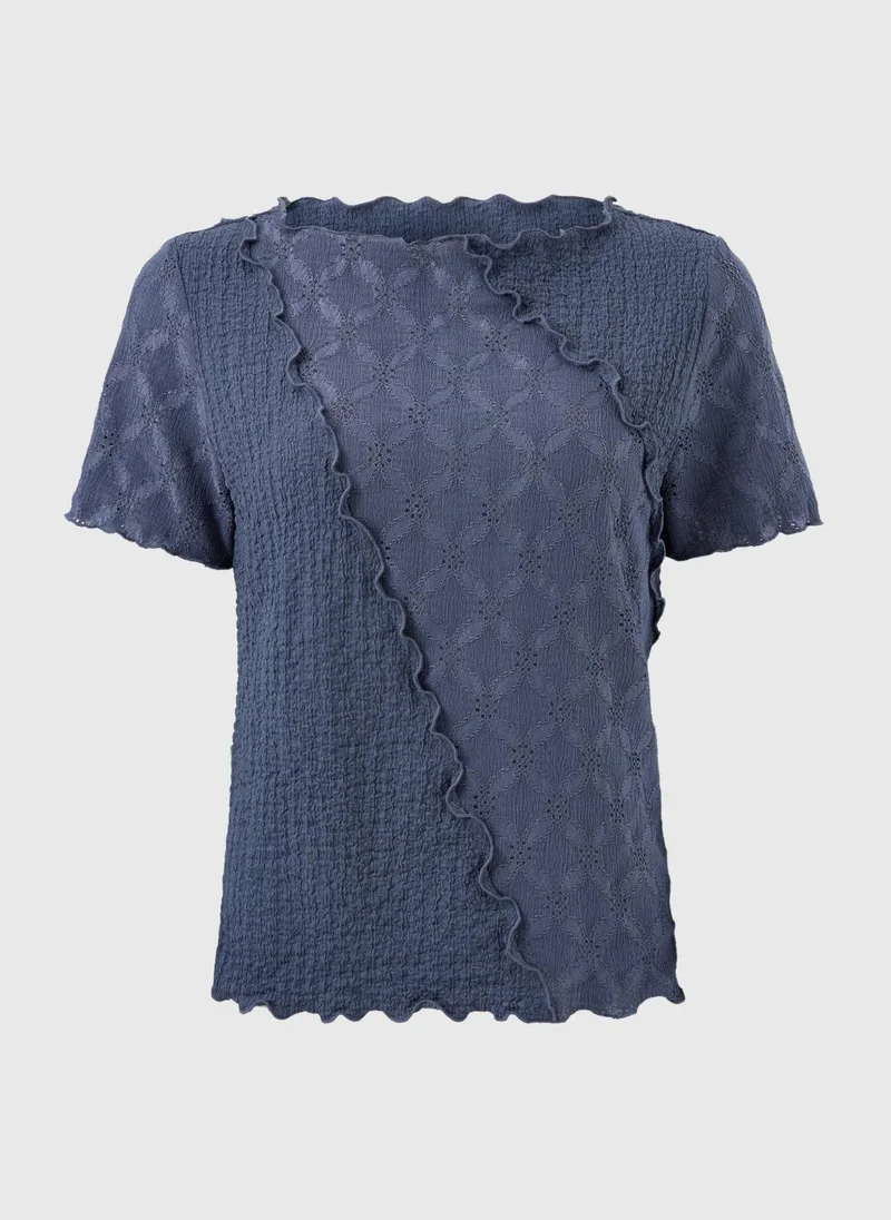 Matalan Grey Slate Mixed Texture T-Shirt for Women | Best Price UAE