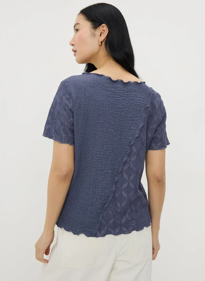 Matalan Grey Slate Mixed Texture T-Shirt for Women | Best Price UAE