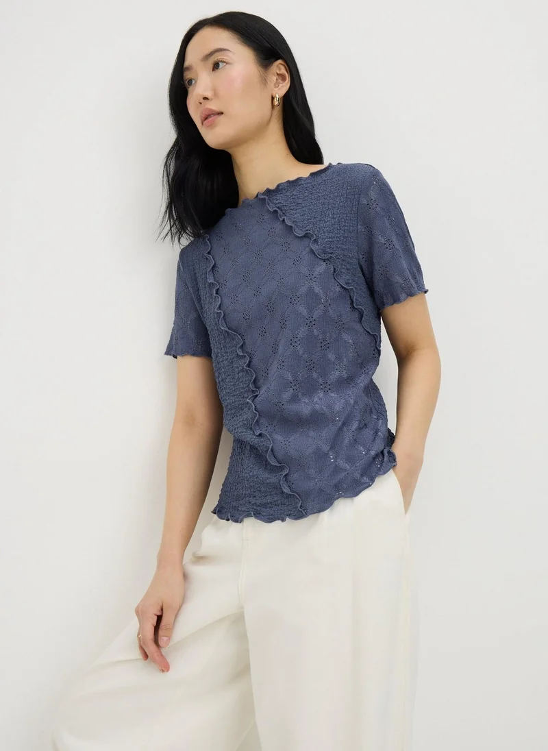 Matalan Slate Mixed Texture T-Shirt