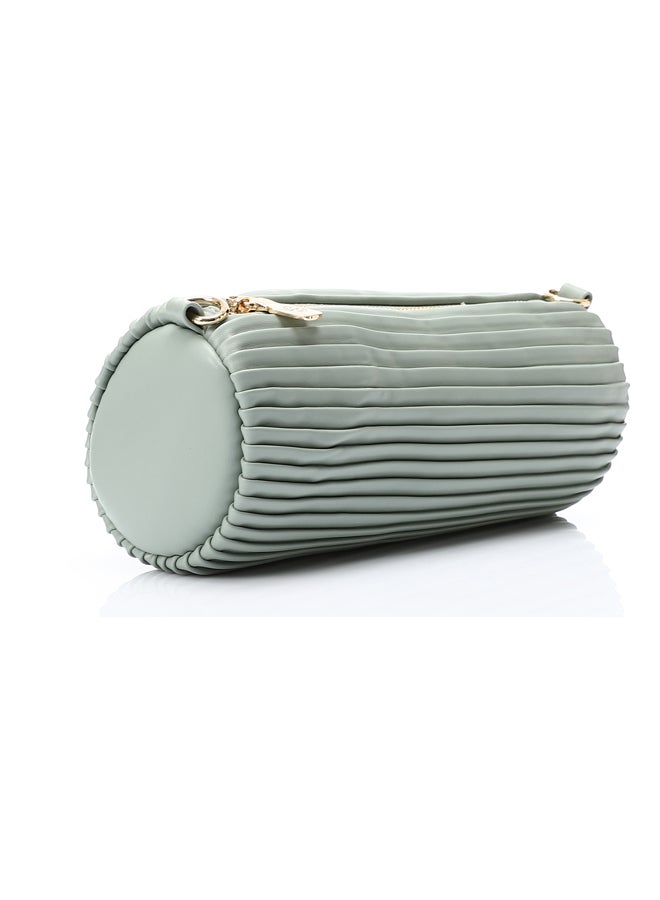 DejaVu One Main Compartment Zipper Closure Plisse Cross Bag - Mint Green  - Image 1