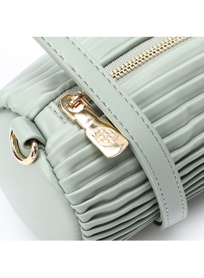 DejaVu One Main Compartment Zipper Closure Plisse Cross Bag - Mint Green  - Image 3