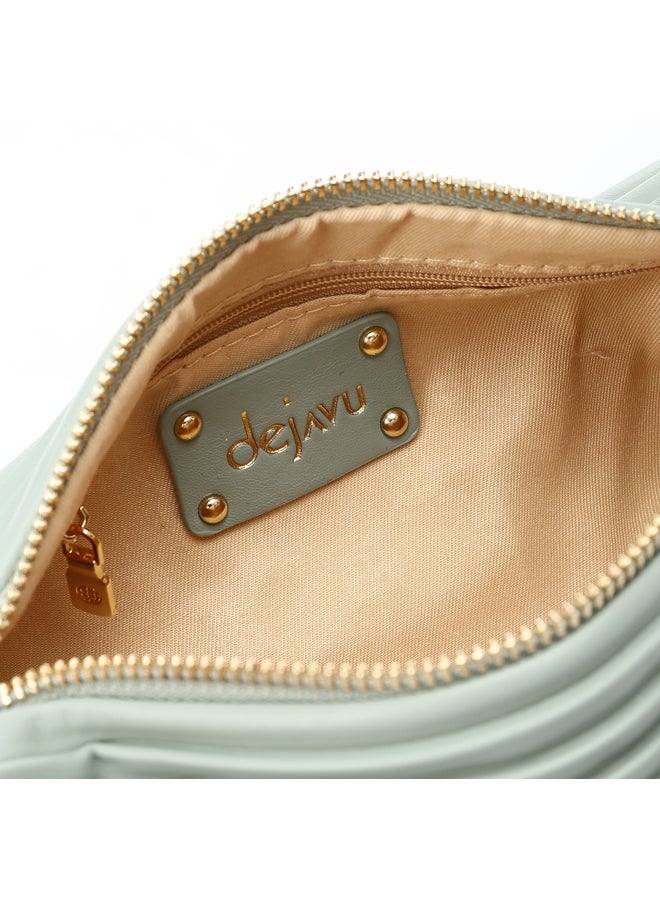 DejaVu One Main Compartment Zipper Closure Plisse Cross Bag - Mint Green  - Image 4
