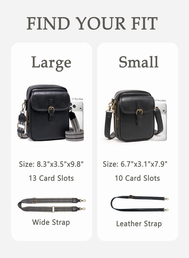 Yarnic Crossbody Bag for Women Men, Vegan Leather Anti-Theft Messenger Shoulder Bag, Vintage Cross Body Purse with Card Slots, Black-leather Strap, Small - Image 3