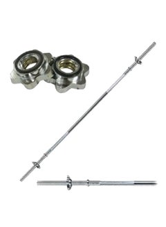 Weight Lifting Bar 60 Inches Standard Barbell With Chrome Spin Lock Collars Bicep Exercise