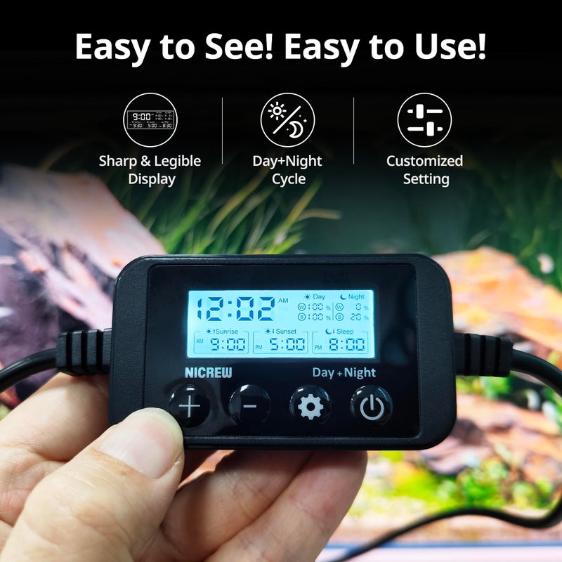 NICREW ضوء حوض السمك القابل للتثبيت من NICREW، ضوء حوض السمك مع LEDs بيضاء وزرقاء وحمراء، ضوء حوض السمك المزروع للحوض النانو، وضعين للإضاءة - Image 2