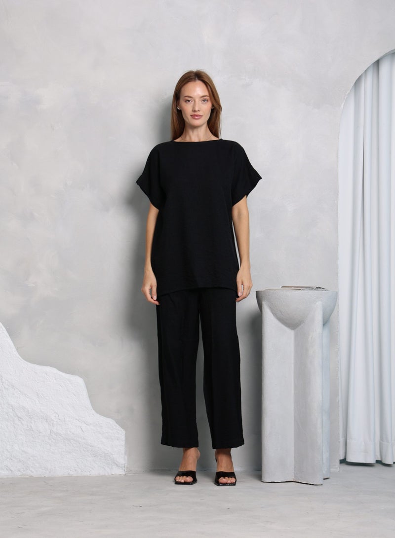 Nikias Black american linen trouser set  - Image 2
