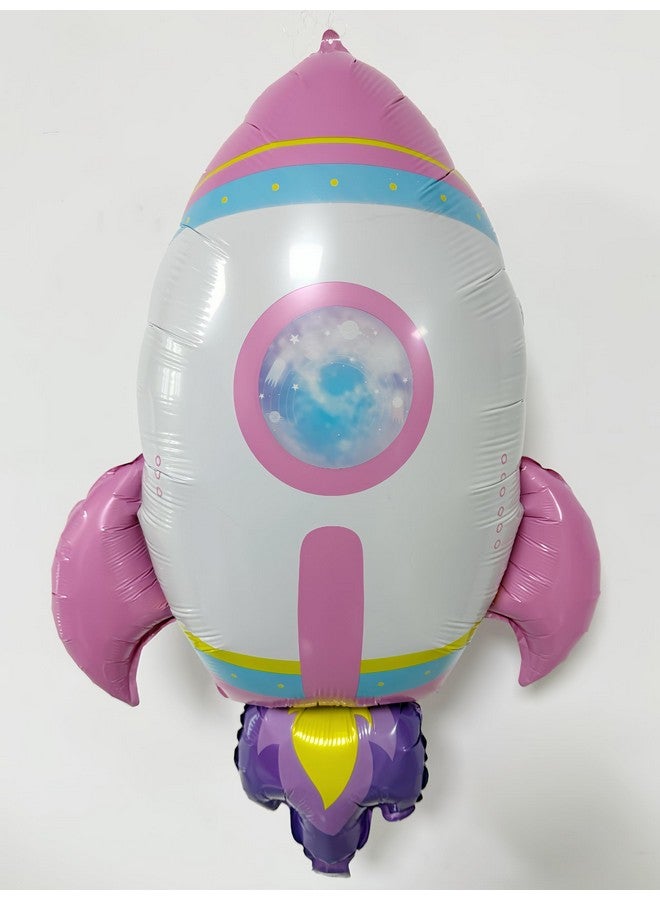 CYMYLAR 8Pcs Astronaut Rocket Balloons for Girls/Purple Space Rocket Balloons/Two the Moon Birthday Girl Party Decor/Galaxy Planet Space Travel UFO Baby Shower/Outer Planet for Girl  - Image 2
