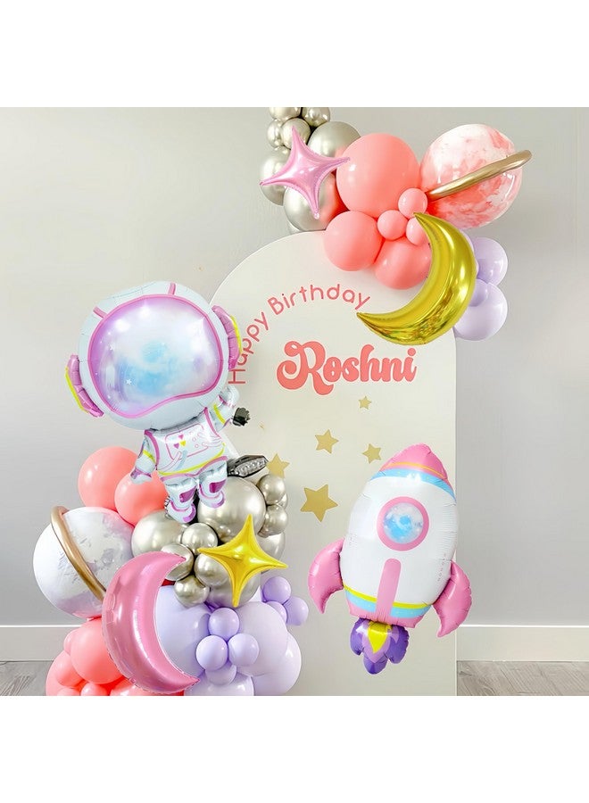 CYMYLAR 8Pcs Astronaut Rocket Balloons for Girls/Purple Space Rocket Balloons/Two the Moon Birthday Girl Party Decor/Galaxy Planet Space Travel UFO Baby Shower/Outer Planet for Girl  - Image 5