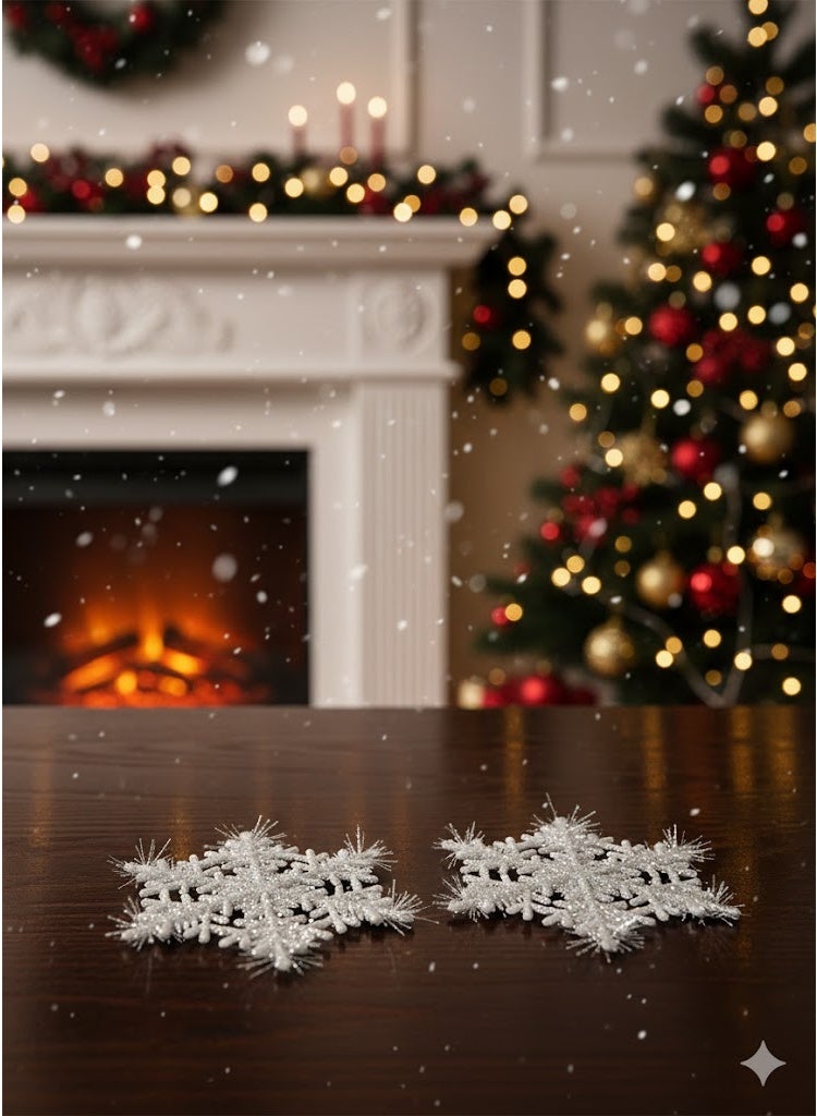 زينة ثلج للشجرة والديكور – طقم 3 قطع – أبيض - Image 3