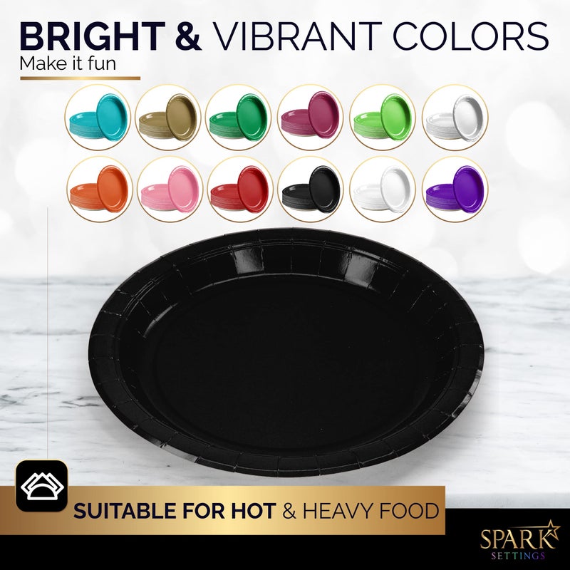 Amcrate Paper Dinner Plates Black  8 1/2 Inches Paper Plates Disposable  Strong and Sturdy Disposable Plates for Party  Dinner  Holiday  Picnic  or Travel Party Plates  Pack of 50 - Image 2