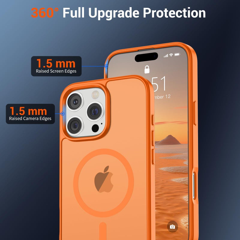 SUPFINE Magnetic for iPhone 16 Pro Max Case with Screen Protector (Compatible with MagSafe) (Military Grade Drop Protection) Translucent Matte Shockproof Phone Cover,Starry Orange - Image 4