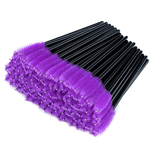 G2PLUS 100PCS Disposable Eyelash Brushes Adjustable Mascara Wands Makeup Applicator Lash Spoolies Brushes for Eyelash Extensions and Eyebrows Purple - Image 1