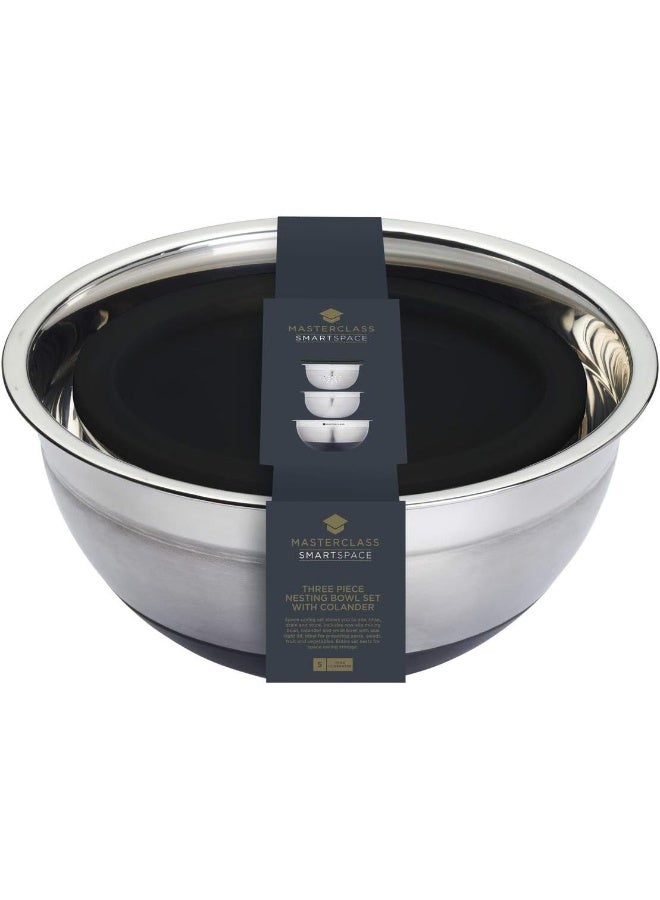 Master Class Masterclass Bowl Set, Mixing Bowl, Colander And Lid, Smart Space, Stainless Steel, Set Of 6 - Image 1