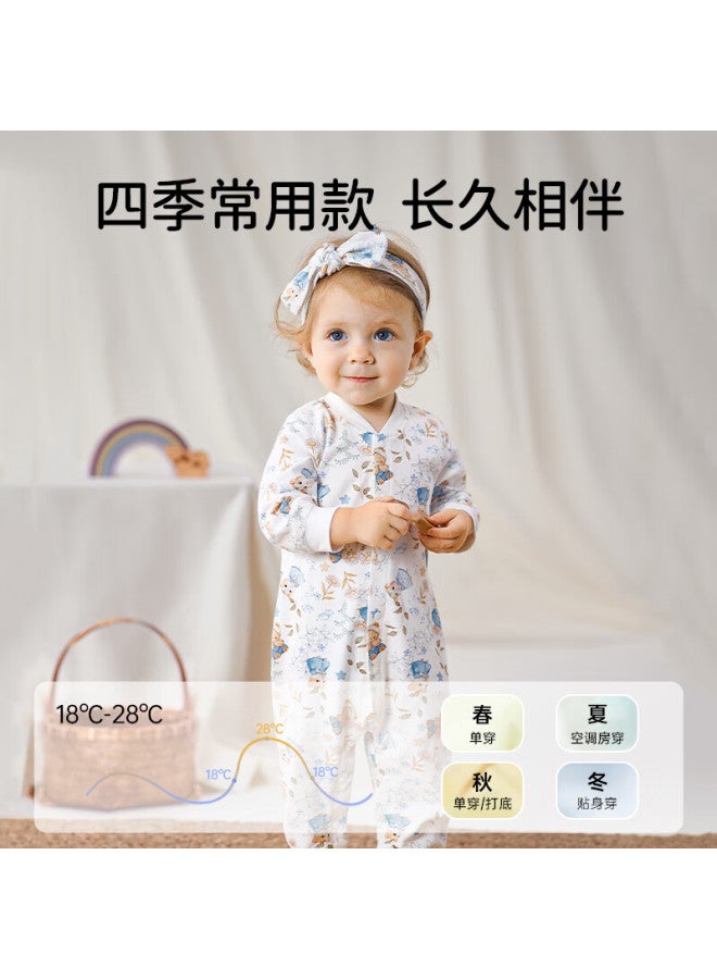 Ouyun Baby Clothes Romper Spring Autumn Winter Newborn Clothes Onesie Full Moon Crawling Suit Swan + White Bear 90cm