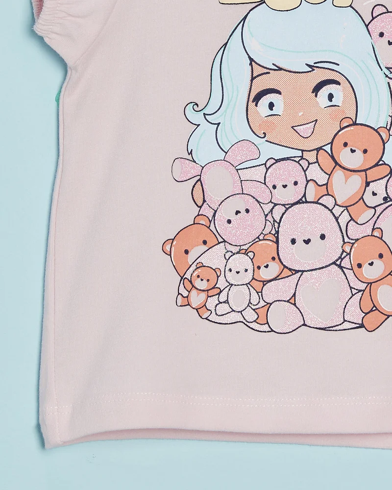 Redtag Infant Girls Pink Beary Print T-Shirt