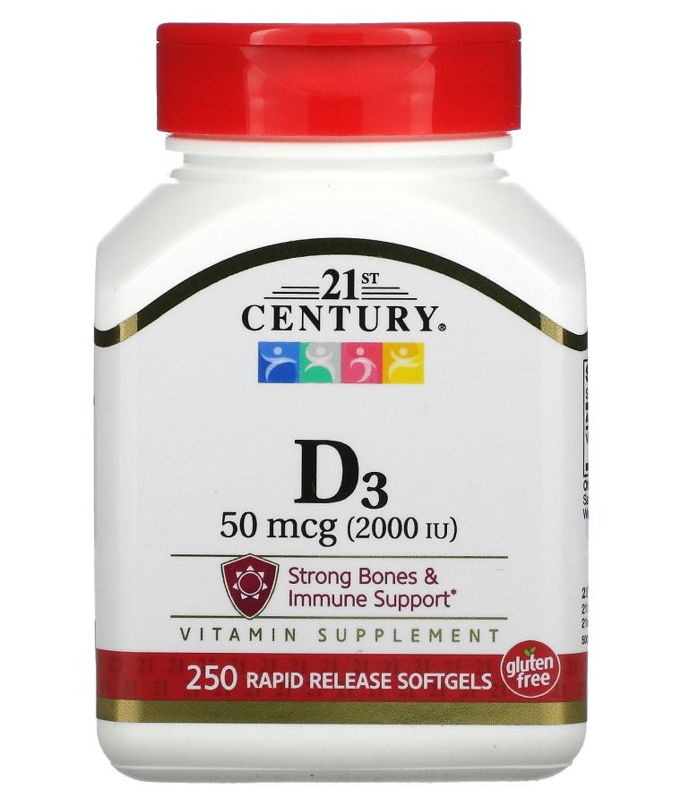Vitamin D3 50 mcg (2000 IU) 250 Softgels