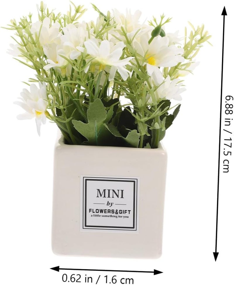 Artificial Daisy Fake Bonsai Plant White Ceramic Mini Potted Flower Decoration for Office Desk Women’s Home Décor - Image 2