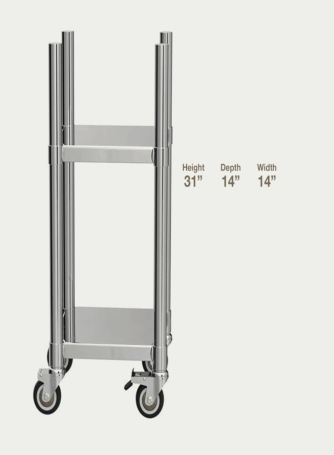 OGFC 21561 Stainless Steel 14” x 14” Rice Warmer Stand and Cart with Wheels & Brakes – for Commercial Food Warmers, Large Rice Cookers, Cooking Equipment Stand - Image 2