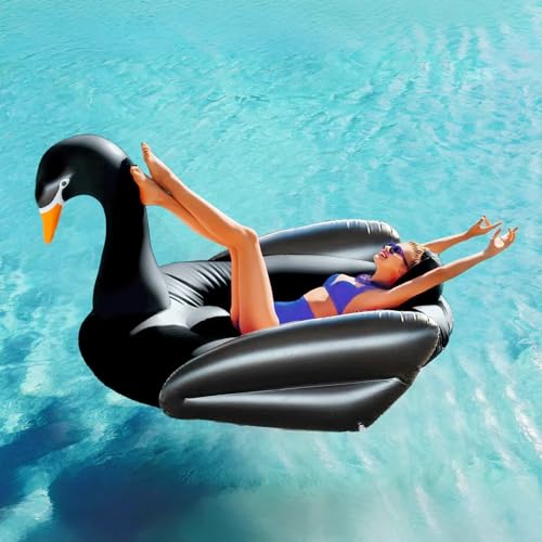 Vercico Giant Pool Float Adult Heavy Duty 70" Black Swan Pool Floaties for Adults Swimming Pool Lounger Float Pool Chair Float for Pool Games Beach Party Outdoor Water Play - Image 3