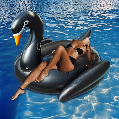 Vercico Giant Pool Float Adult Heavy Duty 70" Black Swan Pool Floaties for Adults Swimming Pool Lounger Float Pool Chair Float for Pool Games Beach Party Outdoor Water Play - Image 2