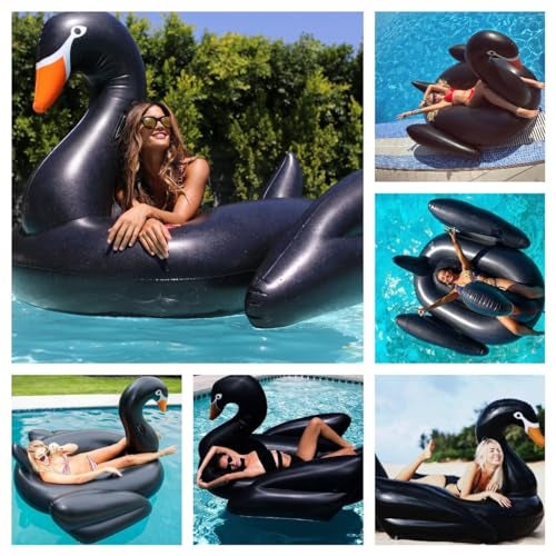Vercico Giant Pool Float Adult Heavy Duty 70" Black Swan Pool Floaties for Adults Swimming Pool Lounger Float Pool Chair Float for Pool Games Beach Party Outdoor Water Play - Image 4