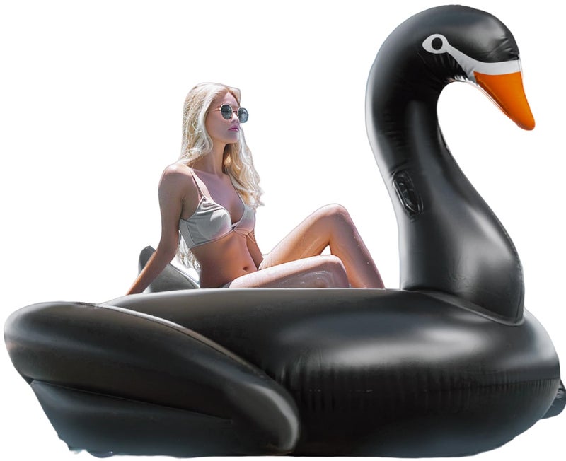Vercico Giant Pool Float Adult Heavy Duty 70" Black Swan Pool Floaties for Adults Swimming Pool Lounger Float Pool Chair Float for Pool Games Beach Party Outdoor Water Play - Image 1
