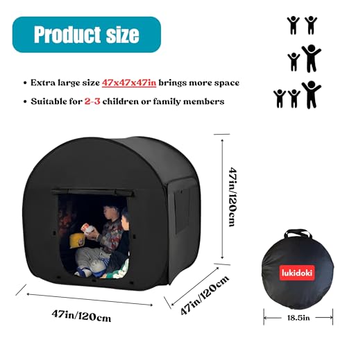 lukidoki Sensory Tent for Kids with Autism ADHD SPD CPC Certification Large Size 47x47in Calm Corner Helps Children Adults Relax Reduce Anxiety Improve Focus Popup Blackout Play Tent - Image 5