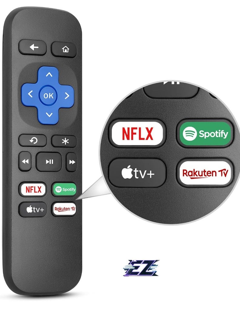 ELTRAZONE Remote Control for Roku Express 4K/4K+, Roku Box, Roku Premiere, Roku Streaming Media Player with Netflix, Apple TV+, Spotify, Rakuten TV Buttons – With Battery - Image 2