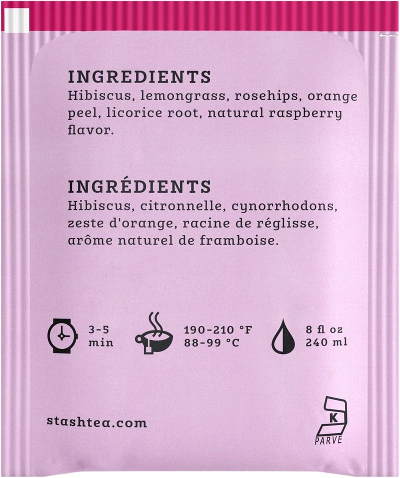 Stash Tea Wild Raspberry Hibiscus Herbal Tea - Image 2