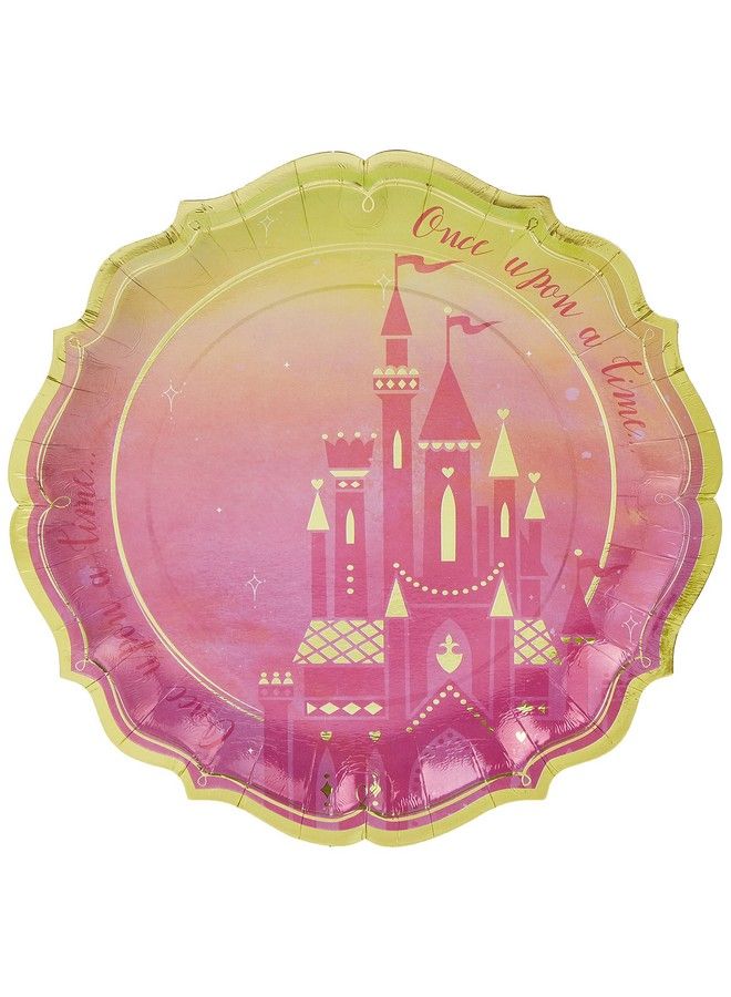 Amscan "Disney Princess" Pink And Metallic Gold Shaped Party Paper Plates 10.5" 8 Ct. (5972357) - Image 1
