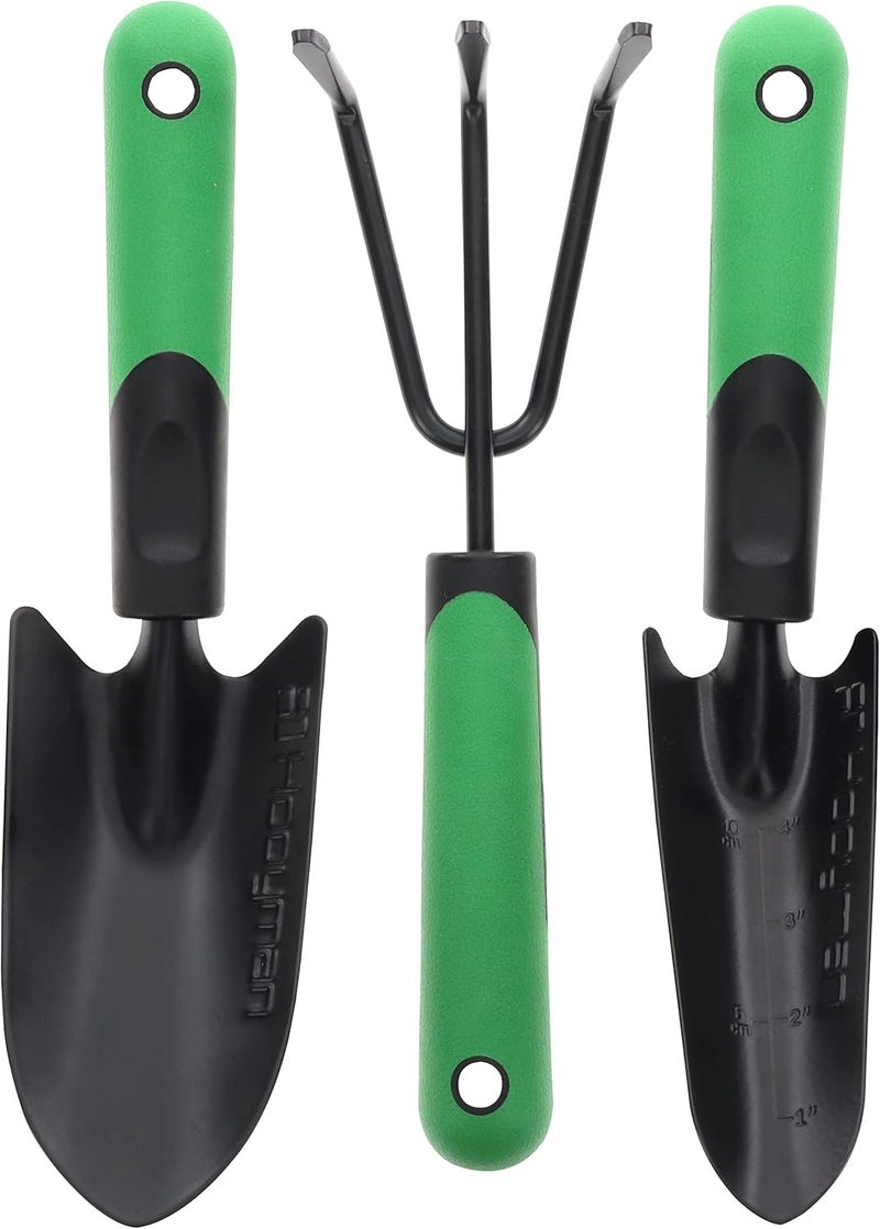 Hooyman Replaceable parts Garden Tool Set Including Cultivator, Transplanter, and Trowel with Heavy Duty Steel Construction, No-Slip H-Grip Handles, and Blade Measurement Markings for Gardening, Weeding, and Outdoors Trendy flexible practical build - Image 1
