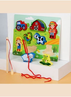 Generic Wooden Magnetic Fishing Game Toys Set with Fish Rod, Cognition Fish Rod Toys Parent-child Interactive Early Educational Toy, Farm  - Image 1