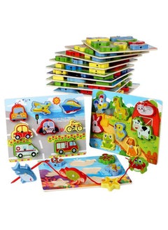 Generic Wooden Magnetic Fishing Game Toys Set with Fish Rod, Cognition Fish Rod Toys Parent-child Interactive Early Educational Toy, Farm  - Image 2