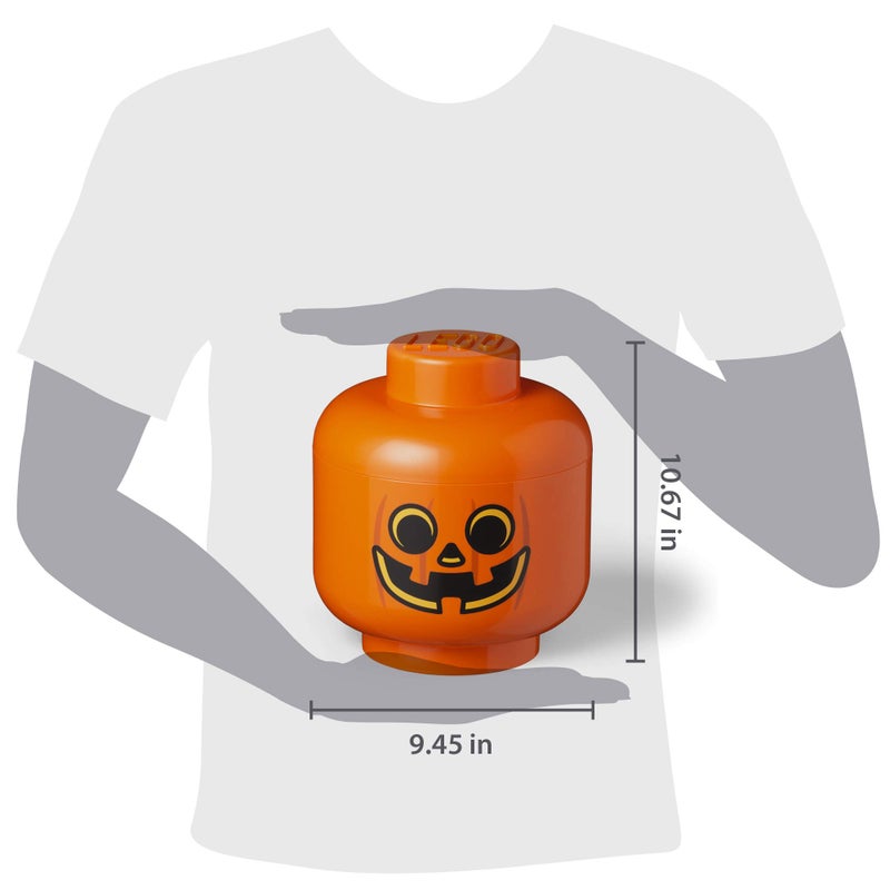 Room Copenhagen, LEGO Storage Heads Stackable Storage Container - Buildable Organizational Bins for Kid’s Toys and Accessories - 9.45 x 9.45 x 10.67in - Large, Pumpkin, Holds 500 Bricks - Image 2