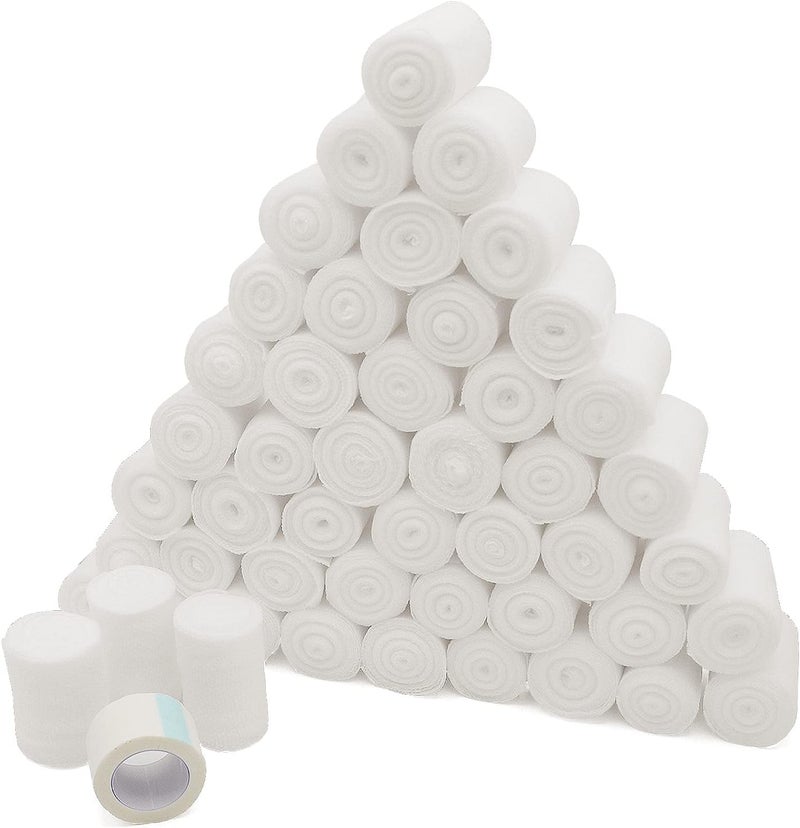 California Basics 48Pack Gauze Bandage Roll with Tape 2 Inches x 4 Yards  Soft Stretchable  Breathable Wrap for Wound Care First Aid  Medical Supplies  White - Image 1